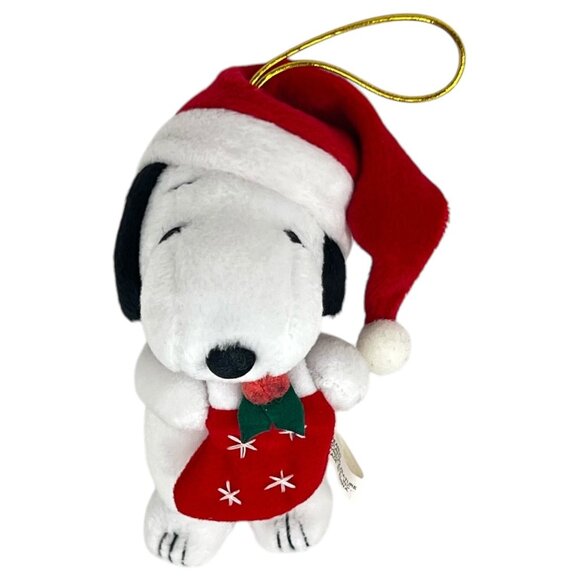 Vintage Kurt Adler Peanuts Snoopy Plush Christmas Ornament Santa Hat & Stocking - Picture 1 of 7